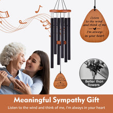 Memorial Sympathy Wind Chimes for Loss of Loved One, Bereavement Gift in Memory, Memorial Gifts for Loss of Mother Father Condolences Gift Basket, 32" Black