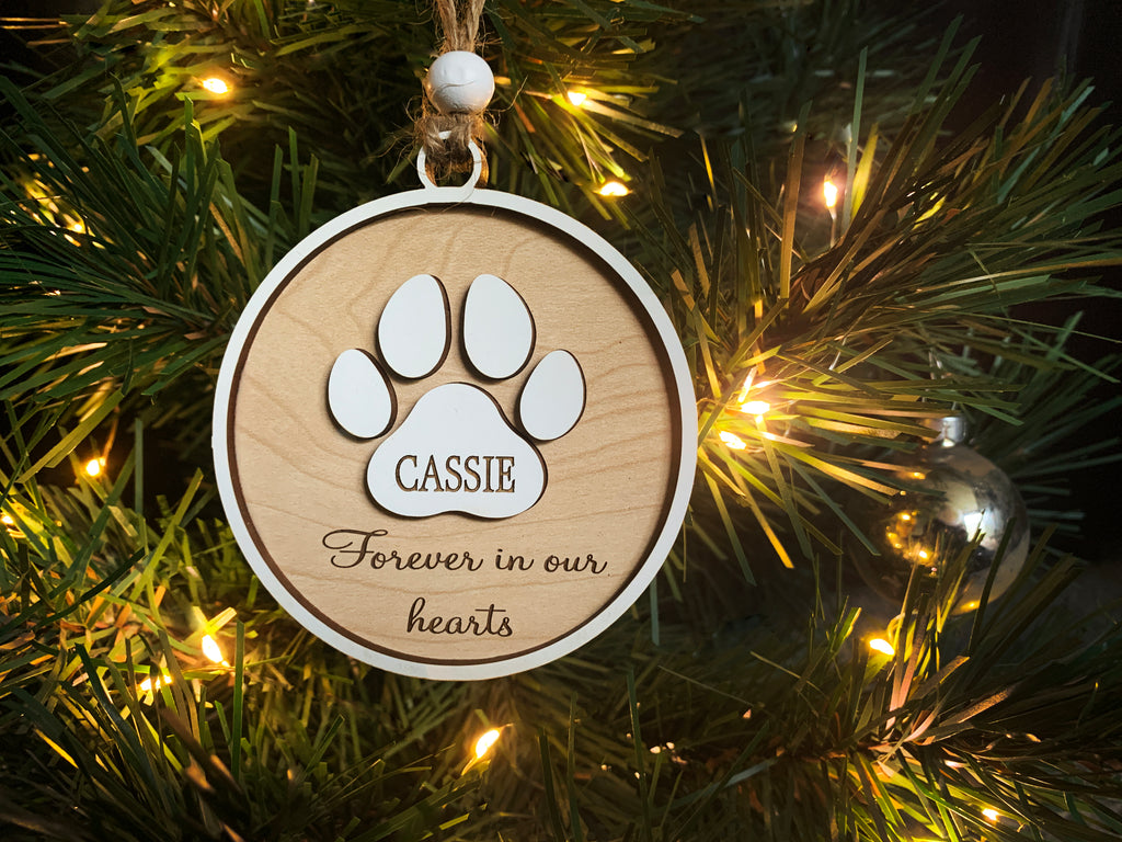 Pet Memorial Holiday Ornament "Forever in our Hearts" In Memory of Dog ...