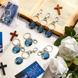 Funeral Favors for Guest Including Remember Keychain Prayer Cards Organza Bags for Memorial Celebration of Life(Dark Blue, 12 Sets)