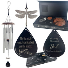 Memorial Gift in Sympathy “May This Melody Comfort Your Heart" Silver Dragonfly Large 34 inch Memorial Wind Chime by Weathered Raindrop