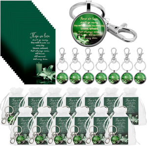 Funeral Favors for Guest Including Remember Keychain Prayer Cards Organza Bags for Memorial Celebration of Life(Dark Blue, 12 Sets)