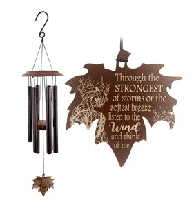Sympathy "Listen to the Wind" Memorial Leaf Wind Chime Gift in Memory Deep Tone and Personalized by Weathered Raindrop