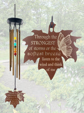 Butterfly Memorial Gift Beaded Copper Wind Chime 18 inch Gift In Memory of a Loved One Outdoor Sympathy Chakra Rust Metal Leaf
