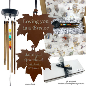 Love You Gifts Beaded Copper Leaf Wind Chime Gift Set for a Loved One