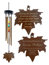 Beaded Copper Leaf Wind Chime 18 inch Personalize In Memory of a Loved One Outdoor Sympathy Memorial Gift