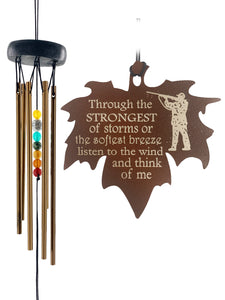Hunter Memorial Gift Beaded Copper Wind Chime 18 inch Gift In Memory of a Loved One Who Loved to Hunt Outdoor Sympathy Chakra Rust Metal Leaf