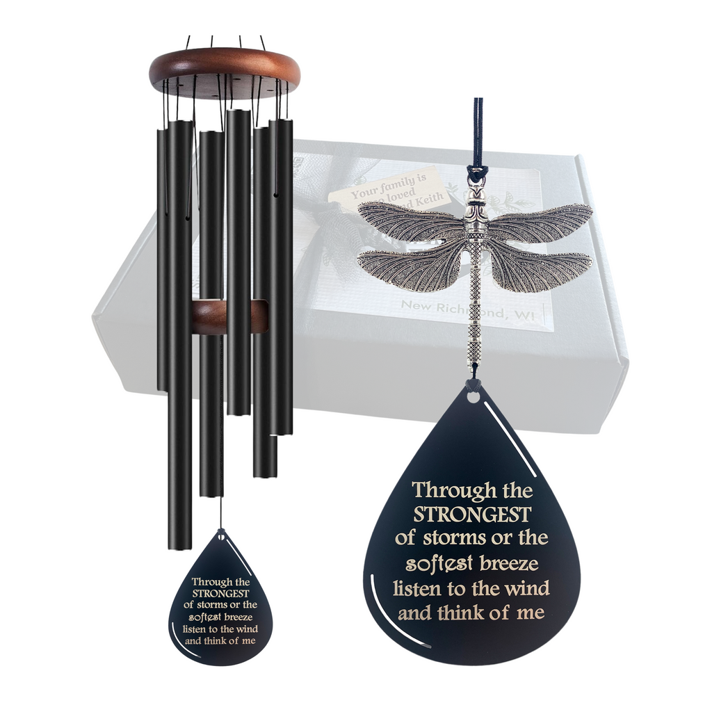 Silver Dragonfly Memorial Wind Chime 28 inch sympathy gift