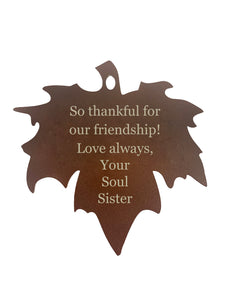 Friendship Gift 34 inch Variegated Silver Wind Chime with Rust Leaf Wind Sail Gift Set by Weathered Raindrop