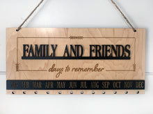 Gift Family and Friends Days to Remember Calendar Sign Board in Oak or Black, Engraved Circles