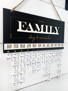 Mothers Day gift for Grandma FAMILY Days to Remember Calendar Sign with Birthdates, Anniversaries and Heaven Days