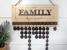 Personalized Holiday Gifts FAMILY Days to Remember Calendar Sign in Oak & Black Board, Engraved Circles