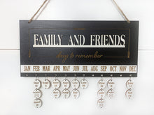Gift Family and Friends Days to Remember Calendar Sign Board in Oak or Black, Engraved Circles