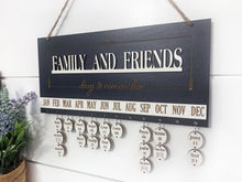 Gift Family and Friends Days to Remember Calendar Sign Board in Oak or Black, Engraved Circles