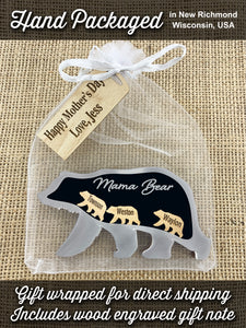 Mama Bear Magnet with Bear Cubs Personalized Names Custom Keepsake Gift for Mom, Bear Cubs Drop In Add More in the Future
