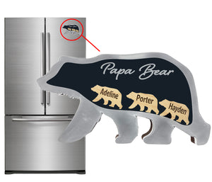 Papa Bear Magnet with Cubs Personalized Names Custom Keepsake Gift for Dad, or Grandpa Bears Drop In Add More in the Future