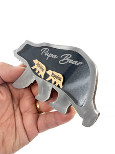 Papa Bear Magnet with Cubs Personalized Names Custom Keepsake Gift for Dad, or Grandpa Bears Drop In Add More in the Future