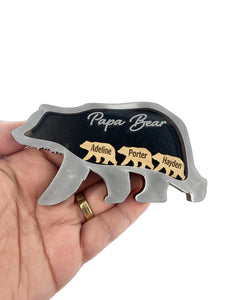 Papa Bear Magnet with Cubs Personalized Names Custom Keepsake Gift for Dad, or Grandpa Bears Drop In Add More in the Future