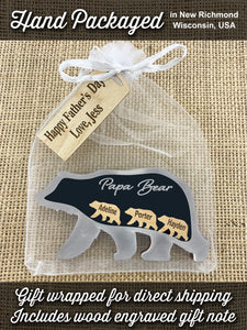 Papa Bear Magnet with Cubs Personalized Names Custom Keepsake Gift for Dad, or Grandpa Bears Drop In Add More in the Future