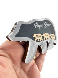 Papa Bear Magnet with Cubs Personalized Names Custom Keepsake Gift for Dad, or Grandpa Bears Drop In Add More in the Future