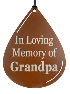 Memorial Dragonfly Wind Chime Teardrop Sympathy Gift in Memory Deep Tone and Personalized by Weathered Raindrop