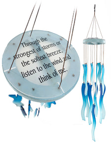 SALE: Stars and Stripes 4th of July Sea Glass Red White and Blue Wind Chime Sun Catcher Garden Gift Set