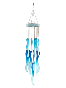 SALE: Stars and Stripes 4th of July Sea Glass Red White and Blue Wind Chime Sun Catcher Garden Gift Set