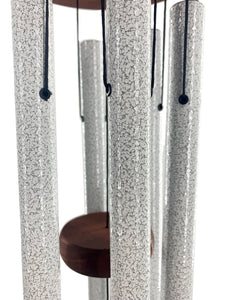 Friendship Wind Chime "We Brave Thunderstorms" Silver 34 inch Blue Teardrop Custom Gift by Weathered Raindrop