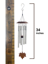 Friendship Gift 34 inch Variegated Silver Wind Chime with Rust Leaf Wind Sail Gift Set by Weathered Raindrop