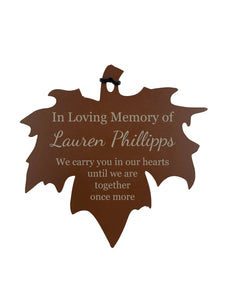Beaded Copper Leaf Wind Chime 18 inch Personalize In Memory of a Loved One Outdoor Sympathy Memorial Gift