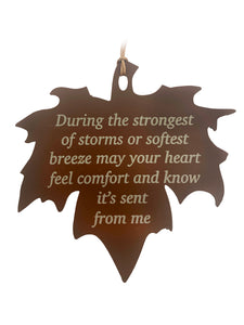 Beaded Copper Leaf Wind Chime 18 inch Personalize In Memory of a Loved One Outdoor Sympathy Memorial Gift