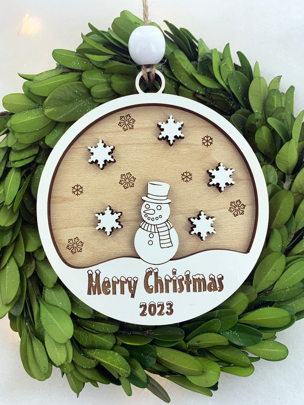 Modern Farmhouse Snowman Holiday Ornament 2023 Keepsake Christmas Tree Ornaments Exchange Gift