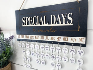 Gifts SPECIAL Days to Remember Calendar Sign Board in Oak or Black, Plain Write-On Circles