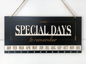 Gifts SPECIAL Days to Remember Calendar Sign Board in Oak or Black, Plain Write-On Circles