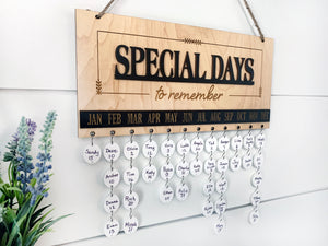 Gifts SPECIAL Days to Remember Calendar Sign Board in Oak or Black, Plain Write-On Circles