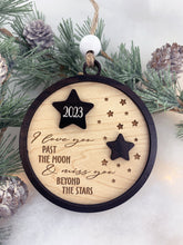 Miss You Beyond the Stars Personalized Memorial Holiday Ornament in Memory of Loved One Christmas Tree Sympathy Gift by Weathered Raindrop