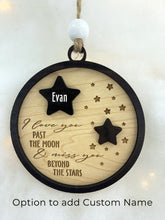 Miss You Beyond the Stars Personalized Memorial Holiday Ornament in Memory of Loved One Christmas Tree Sympathy Gift by Weathered Raindrop
