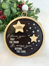Miss You Beyond the Stars Personalized Memorial Holiday Ornament in Memory of Loved One Christmas Tree Sympathy Gift by Weathered Raindrop