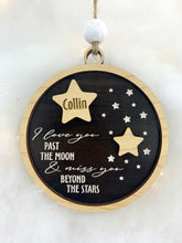 Miss You Beyond the Stars Personalized Memorial Holiday Ornament in Memory of Loved One Christmas Tree Sympathy Gift by Weathered Raindrop