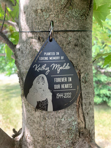 Picture Memorial Tree Dedication Plaque, Personalized Tree Marker Sign, Black