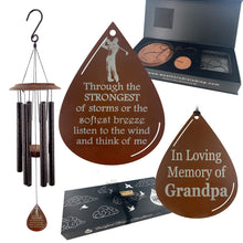 Memorial Golfer Wind Chime Teardrop Sympathy Gift in Memory Deep Tone and Personalized by Weathered Raindrop