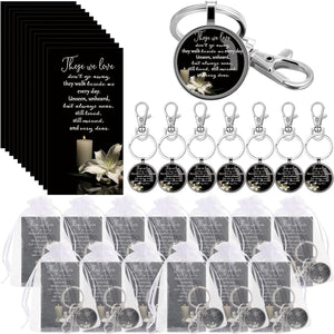 Funeral Favors for Guest Including Remember Keychain Prayer Cards Organza Bags for Memorial Celebration of Life(Dark Blue, 12 Sets)