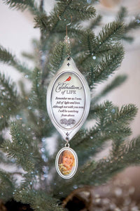 Memorial Gift Celebration of Life Sympathy Ornament- Thoughtful Bereavement Gift to Comfort Grieving Heart (Metal Photo Charm Bottom)