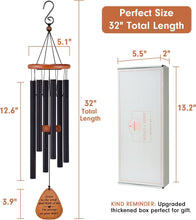 Memorial Sympathy Wind Chimes for Loss of Loved One, Bereavement Gift in Memory, Memorial Gifts for Loss of Mother Father Condolences Gift Basket, 32" Black