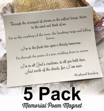 Package of 5 Memorial Magnets-Through the strongest of storms or softest breeze Signature Gift by Weathered Raindrop