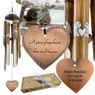 Memorial Angel Wing Wind Chime Condolence Gifts after Loss Bamboo Heart Sympathy Wind Chime Gift