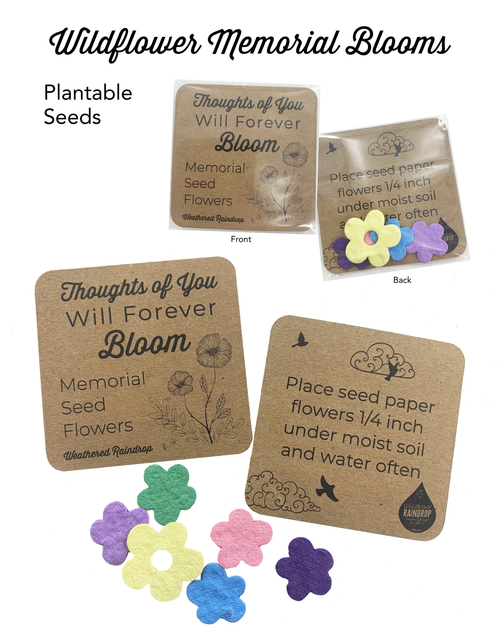 memorial flower seeds Upgraded Gift Wrapping Add On Option: Includes Memorial Poem Magnet & – Weathered Raindrop