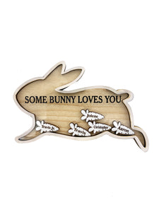 Some Bunny Loves You Easter Magnet or Stand Personalized Gift for Mom, Grandma, Grandpa with Children's Names on Pieces Customized Family Gifts