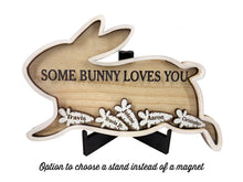 Some Bunny Loves You Easter Magnet or Stand Personalized Gift for Mom, Grandma, Grandpa with Children's Names on Pieces Customized Family Gifts