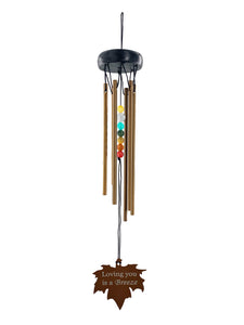 Love You Gifts Beaded Copper Leaf Wind Chime Gift Set for a Loved One