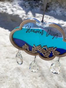 Sun Catcher Personalized Cloud Remembering Heaven Days Custom Doves Loved Ones Names, Birth Date & Heaven Date - Add More Through the Years